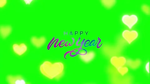 Happy New Year Concept: Abstract Happy New Year Text Greeting With Love Heart Stock Footage 222039617