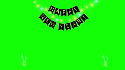 Happy New Year Concept: Abstract Happy New Year Text Greeting with Firecracke Stock Footage 222040168
