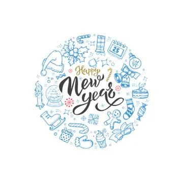 Happy New Year congratulation vector banner template Stock Illustration