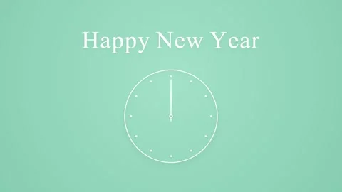Happy New Year Countdown with Clock Animation on Green Background. Stock Footage 336619935