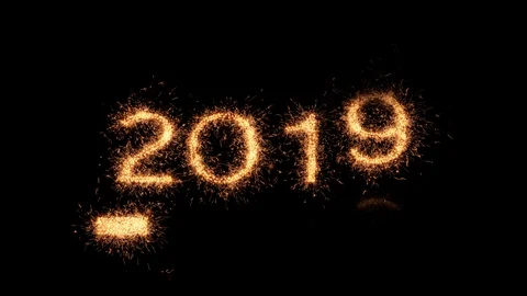 Happy new year counter with progress bar turning to 2020 - black background Video stock 121143926