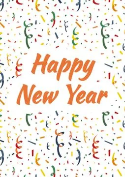 Happy New Year cover with exploding party popper, colorful serpentine and イラスト素材