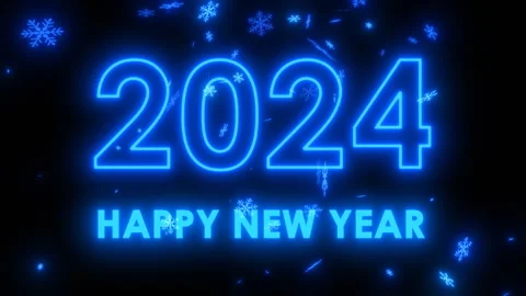 Happy new year design background, 2024 typography with fantastic snowfall Stock Footage 258064495
