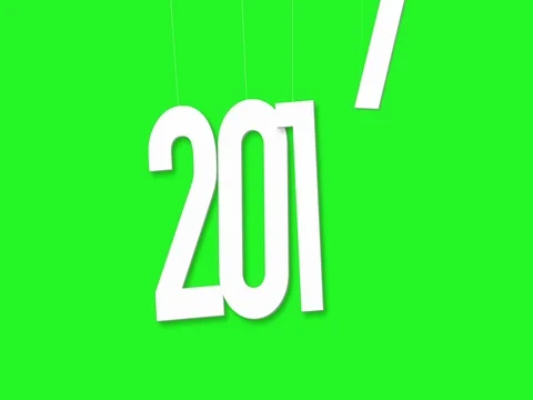 Happy New Year! Dropping and dangling letters 2 0 1 7 over green screen Stock Footage 69969071