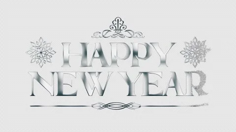 Happy New Year elegant silver title animation on alpha background. 스톡 동영상 284949398