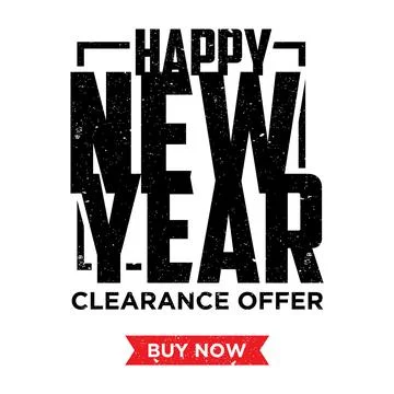 Happy new year element design banner and label sticker sale offer advertising Illustrazione stock