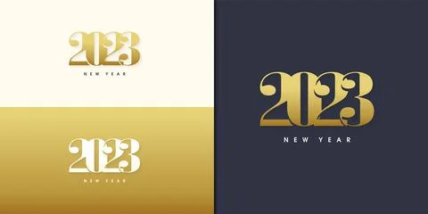 Happy new year with fancy gold numbers Stock Illustration