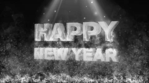 Happy new year with fire flame colorless Stock Footage 69875805