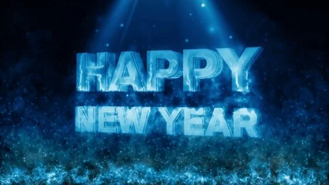 Happy new year  with fire flame Blue Stock Footage 69876987
