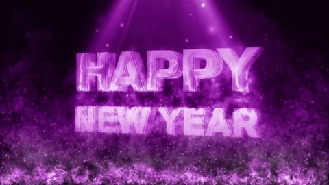 Happy new year with fire flame PURPLE Video stock 69877180