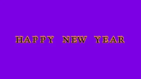 Happy New Year fire text effect violet background Stock Footage 136314464