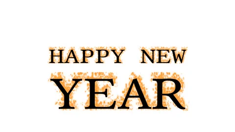 Happy New Year fire text effect white isolated background Stock Footage 137898917