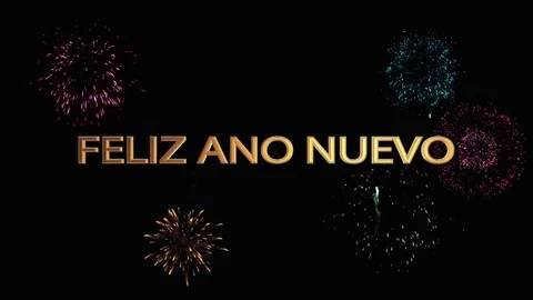 Happy new year firework Spanish Video stock 81716228