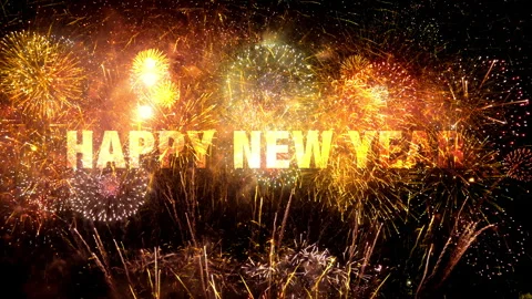Happy New Year. Fireworks Display. Looped. Stock Footage 257345877
