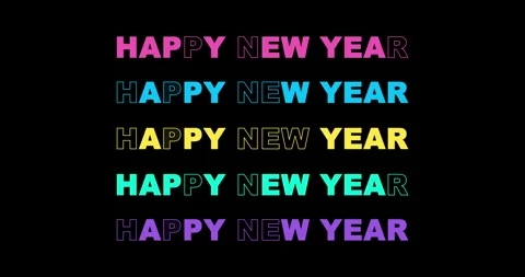 Happy New Year flickering text animation. Happy new year kinetic typography Video stock 257014923