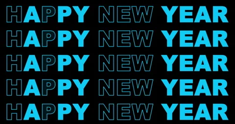 Happy New Year flickering text animation. Happy new year kinetic typography Stock Footage 257978080