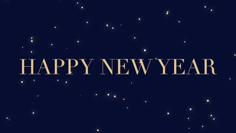 Happy New Year with fly glitters on blue gradient Video stock 219716702