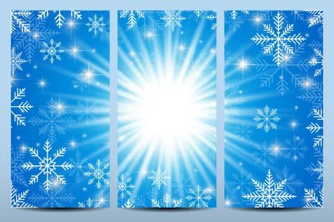 Happy New Year Flyers. Blue background with snowflakes. Modern design vector Stock Illustration