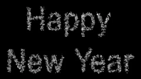 Happy new year formed from a cloud of flickering snowflakes and vice versa. Stock Footage 95998010