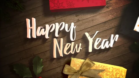 Happy New Year with gift boxes in room Stock Footage 168066744