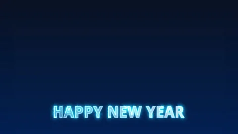 Happy New Year , glowing text appears and disappears on a gradient dark blue Stock Footage 201854805