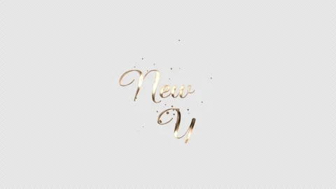 Happy New Year Gold Script with Stars on Transparent Background Stock Footage 318660033