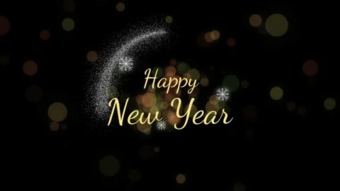 Happy New Year gold text animation Stock Footage 341375993