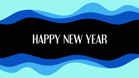 Happy New Year with gradient blue waves in retro style Video stock 168093682