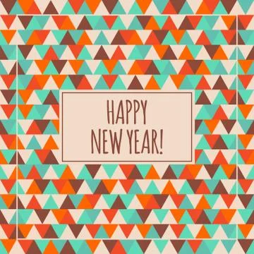 Happy New Year greeting. Vector seamless triangle background Illustration
