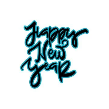 Happy New Year. Hand drawn holiday lettering. Stock Illustration
