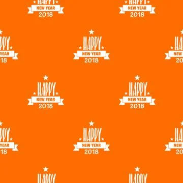 Happy new year lettering pattern vector orange Stockillustratie