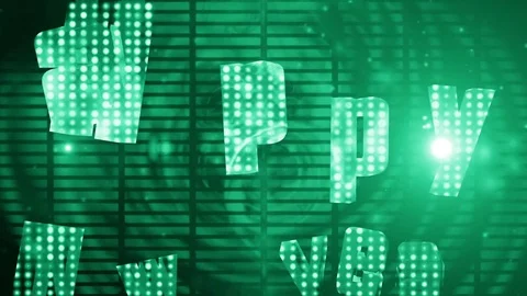 Happy new year with light flash Green Stock-Footage 69874112