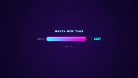 Happy New Year Loading Bar Transitioning from 2026 to 2027 and 2028 Stock Footage 342109187