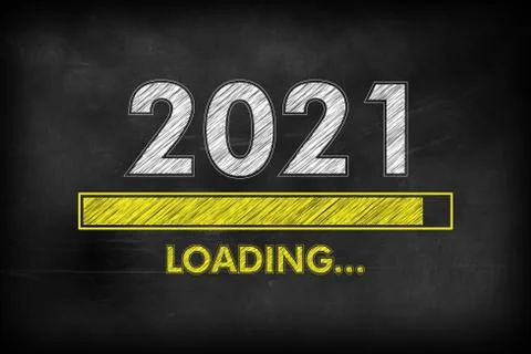 Happy new year loading progress 2021, loading bar new year greeting Stock Photos