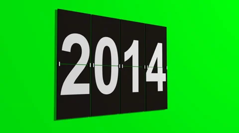 Happy new year mechanical timetable green screen Stockbeeldmateriaal 32092081