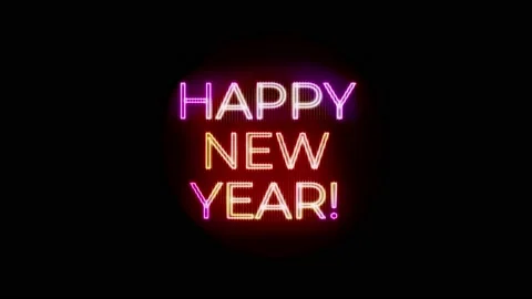 Happy new year motion text animation with glowing neon color Stock Footage 224290929