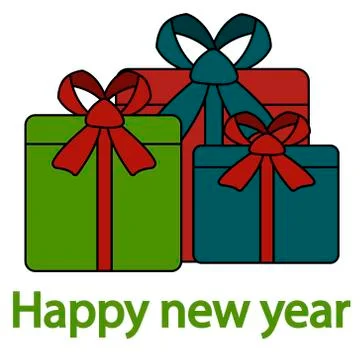 Happy new year multi-colored gifts. isolated  illustration Stock Illustration