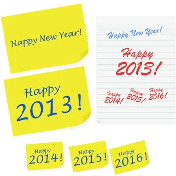 Happy new year notes Stock Illustration