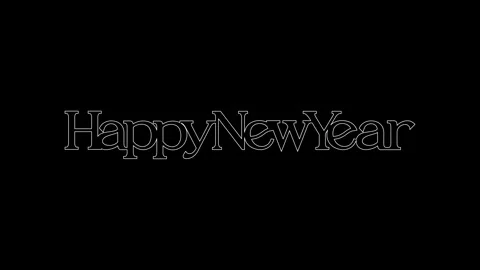 Happy new year one continuous line drawing animation with white text Stock Footage 319381209