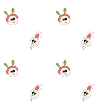 Happy new year pattern with y2k elements. Groovy characters background Stock Illustration
