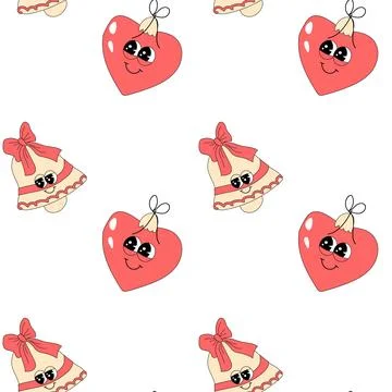 Happy new year pattern with y2k elements. Groovy characters background Stockillustratie