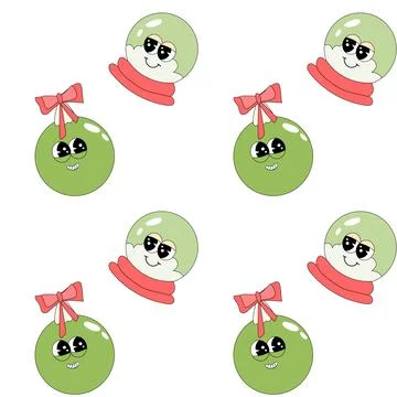 Happy new year pattern with y2k elements. Groovy characters background Stockillustratie