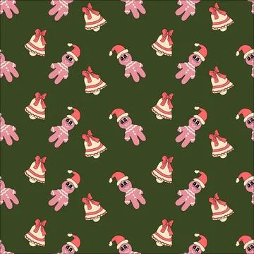 Happy new year pattern with y2k elements. Groovy characters background Stockillustratie