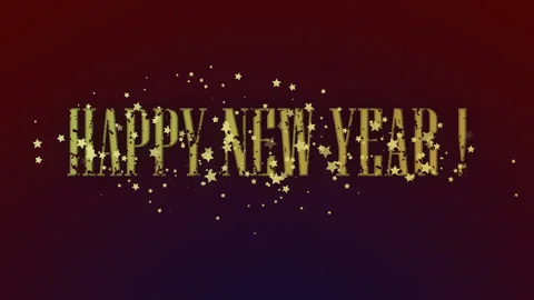 Happy New Year. Phrase emerging from a multitude of spinning stars Stock Footage 166438462