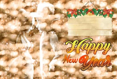 Happy new year postcard Stock Illustration