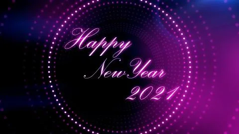 Happy new year presentation with 3D text and illuminating light illusions Illustrazione stock