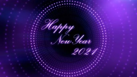 Happy new year presentation with 3D text and illuminating light illusions Illustrazione stock