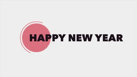Happy New Year with red circle on white gradient Vídeo Stock 249366941