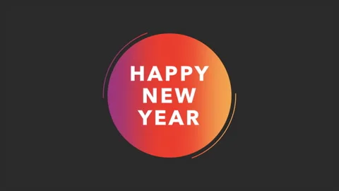 Happy New Year with red circle pattern on black gradient Stock Footage 252027262