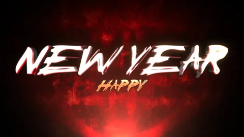 Happy New Year on red fire in night time 動画素材 252030384